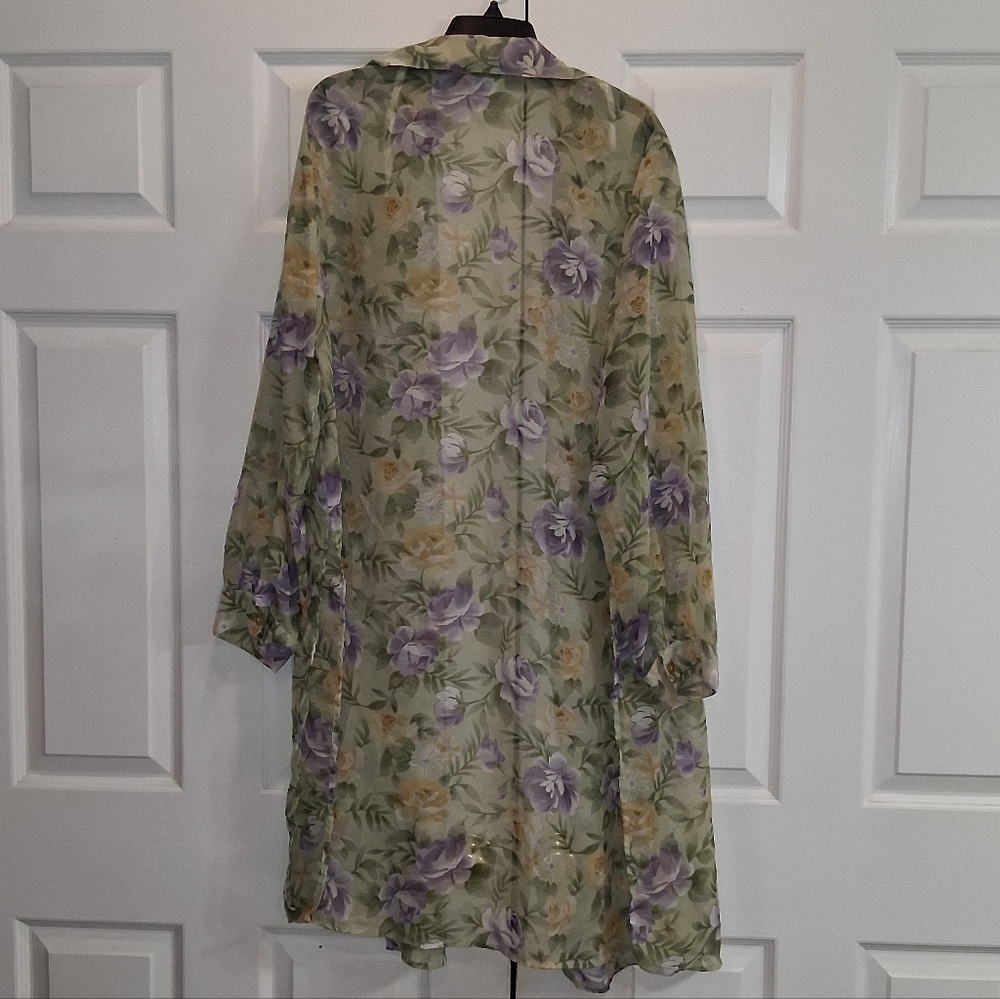 Floral Sheer Green and Purple Dress - Picture 8 of 14